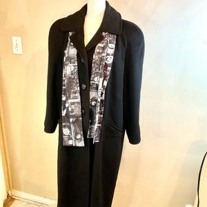 Alorna Vintage black wool coat size petite. BNWOT. Made in USA workmanship shows